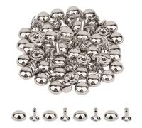Neel Blue 12mm Silver Dome Shaped Bag Feet Rivets With 9mm Round Studs - 25Pcs