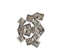 Neel Blue 12mm Silver Square Brass Pyramid Studs With Base Pin Rivets - 50Pcs