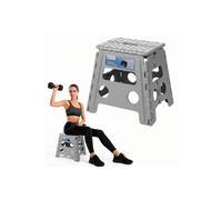 Neel Blue 13 Inch Heavy-Duty Folding Plastic Step Stool With Carry Handle in Light Grey Neel Blue Light Grey