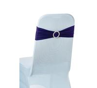 Neel Blue 13"x5" Dark Purple Spandex Chair Bands With Slider Buckle, Stretchy Elastic Chair Sash - 10Pcs