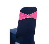 Neel Blue 13"x5" Hot Pink Spandex Chair Bands With Slider Buckle, Stretchy Elastic Chair Sash - 10Pcs