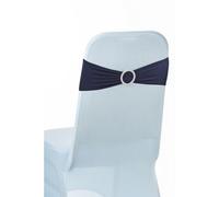 Neel Blue 13"x5" Navy Blue Spandex Chair Bands With Slider Buckle, Stretchy Elastic Chair Sash - 1Pc