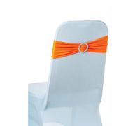 Neel Blue 13"x5" Orange Spandex Chair Bands With Slider Buckle, Stretchy Elastic Chair Sash - 1Pc