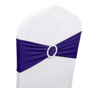 Neel Blue 13"x5" Purple Spandex Chair Bands With Slider Buckle, Stretchy Elastic Chair Sash - 10Pcs