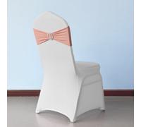 Neel Blue 13"x5" Rose Gold Spandex Chair Bands With Slider Buckle, Stretchy Elastic Chair Sash - 10Pcs
