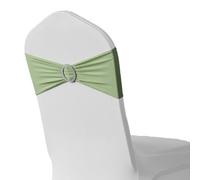 Neel Blue 13"x5" Sage Green Spandex Chair Bands With Slider Buckle, Stretchy Elastic Chair Sash - 10Pcs