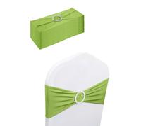 Neel Blue 13"x5" Spandex Chair Bands with Slider Buckle, Stretchy Elastic Chair Sash - 10pcs in Dark Olive Neel Blue Dark Olive