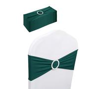 Neel Blue 13"x5" Spandex Chair Bands with Slider Buckle, Stretchy Elastic Chair Sash - 10pcs in Emerald Neel Blue Emerald