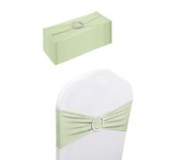 Neel Blue 13"x5" Spandex Chair Bands with Slider Buckle, Stretchy Elastic Chair Sash - 10pcs in Ivory Neel Blue Ivory