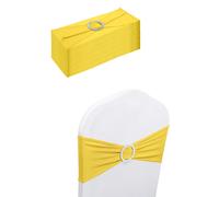 Neel Blue 13"x5" Spandex Chair Bands with Slider Buckle, Stretchy Elastic Chair Sash - 10pcs in Lemon Neel Blue Lemon