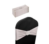 Neel Blue 13"x5" Spandex Chair Bands with Slider Buckle, Stretchy Elastic Chair Sash - 10pcs in Silver Neel Blue Silver