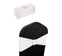 Neel Blue 13"x5" Spandex Chair Bands with Slider Buckle, Stretchy Elastic Chair Sash - 10pcs in White Neel Blue White