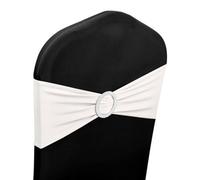 Neel Blue 13"x5" White Spandex Chair Bands With Slider Buckle, Stretchy Elastic Chair Sash - 1Pc