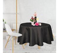 Neel Blue 132 Inch Round Linen Tablecloth, Premium Polyester Dining Table Cover, Black