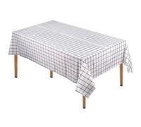Neel Blue 137Cm X 180Cm Checkered Rectangular Tablecloth, Pvc Plastic Table Cover, White