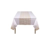 Neel Blue 137cm x 274cm PVC Tablecloth, Dot Confetti Printed Table Cover in Gold | Size: 137 cm x 274 cm Neel Blue Gold 137 cm x 274 cm