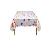 Neel Blue 137cm x 274cm PVC Tablecloth, Dot Confetti Printed Table Cover | Size: 137 cm x 274 cm Neel Blue Multicolor 137 cm x 274 cm