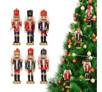 Neel Blue 13Cm Wooden Nutcracker Soldier Ornaments - 6Pcs
