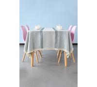 Neel Blue 140cm x 300cm Stylish Table Cloth Polyester Linen, Grey | Size: 140 cm x 300 cm Neel Blue Grey 140 cm x 300 cm