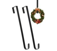 Neel Blue 15-inch White Metal Wreath Door Hanger, Door Adjustable Hook - 2pcs in Black Neel Blue Black
