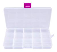 Neel Blue 15 Slot Small Plastic Storage Box, Adjustable Divider Box, Pink Lock