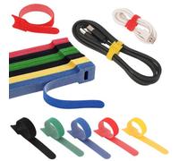 Neel Blue 15Cm X 1Cm Multi-Colour Reusable Hook And Loop Cable Ties - 50Pcs
