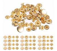 Neel Blue 15mm Gold S Spring Press Studs 4-Part, Snap Lightweight Fasteners - 100Pcs