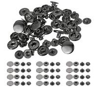 Neel Blue 15mm Gunmetal Black S Spring Press Studs 4-Part, Snap Lightweight Fasteners - 100Pcs