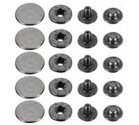 Neel Blue 15mm Gunmetal Black S Spring Press Studs 4-Part, Snap Lightweight Fasteners - 10Pcs