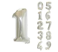 Neel Blue 16 Inch Self-Inflating Foil Balloons 1 Number Balloons For Birthdays Wedding Anniversaries, Silver