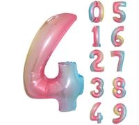 Neel Blue 16 Inch Self-Inflating Foil Balloons 4 Number Balloons For Birthdays Wedding Anniversaries, Rainbow