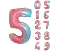 Neel Blue 16 Inch Self-Inflating Foil Balloons 5 Number Balloons For Birthdays Wedding Anniversaries, Rainbow