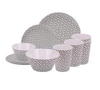 Neel Blue 16-Piece Dinnerware Set Melamine Plates - Geometric Design