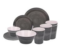 Neel Blue 16-Piece Dinnerware Set Melamine Plates - Swirl Design