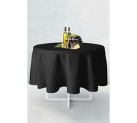 Neel Blue 178cm Round Polyester Tablecloth, Premium Circular Linen Table Cover in Black Neel Blue Black