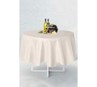 Neel Blue 178cm Round Polyester Tablecloth, Premium Circular Linen Table Cover in Ivory Neel Blue Ivory