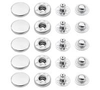 Neel Blue 17mm S Spring Press Studs 4-Part, Metal Snaps Button Durable Fasteners - Silver, 10Pcs