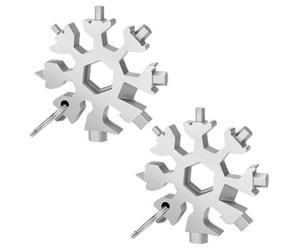Neel Blue 18-In-1 Stainless Steel Snowflake Multi-Tool With Keychain, 2Pcs, Silver