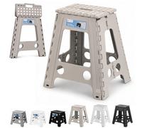 Neel Blue 18Inch Folding Step Stool, Anti-Skid Stool For Camping - Light Grey
