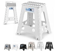 Neel Blue 18Inch Folding Step Stool, Anti-Skid Stool For Camping - White