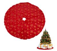 Neel Blue 1M Christmas Large Red And Gold Snowflake Tree Skirt