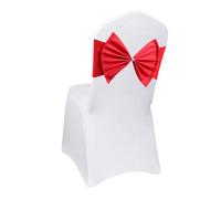 Neel Blue 1Pc Chair Bow Sashes, Elastic Spandex Stretch Chair Bands, Chair Ties With Buckle - Red