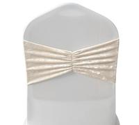 Neel Blue 1Pc Crushed Velvet Polyester Chair Band, Glitz Shiny Fabric Sashes - Champagne