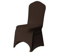Neel Blue 1Pc Spandex Arched Front Chair Covers Stretch Fabric Removable Washable Slipcovers - Chocolate