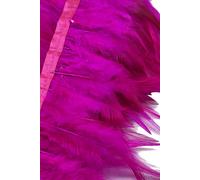 Neel Blue 2 Metres Rooster Feather, Hackle Feather Fringe for Sewing, Dress Trim in Fuchsia Neel Blue Fuchsia
