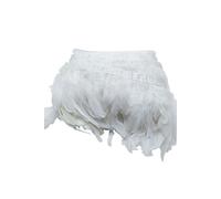 Neel Blue 2 Metres Rooster Feather, Hackle Feather Fringe for Sewing, Dress Trim in White Neel Blue White