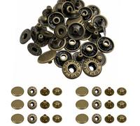 Neel Blue 20mm Bronze S Spring Press Studs 4 Part, Durable Metal Snap Buttons Fasteners - 20Pcs