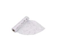 Neel Blue 25m x 29cm Organza Roll Snow Sheer Glitter Fabric with Christmas Tree & Snowflakes Design in Silver | Size: 25m x 29 cm Neel Blue Silver 25m x 29 cm