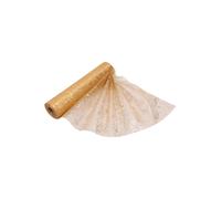 Neel Blue 25m x 29cm Organza Roll Sparkle Snow Sheer Glitter Fabric with Flocked Swirl Design in Gold | Size: 25m x 29 cm Neel Blue Gold 25m x 29 cm