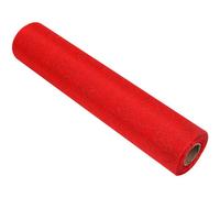 Neel Blue 25M X 29Cm Organza Roll Sparkle Snow Sheer Glitter Fabric With Flocked Swirl Design - Red